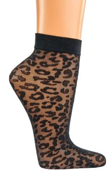 Preview: 5 Paar TippTexx 24 Modische Feinsöckchen Netzstruktur oder Leopard-Muster